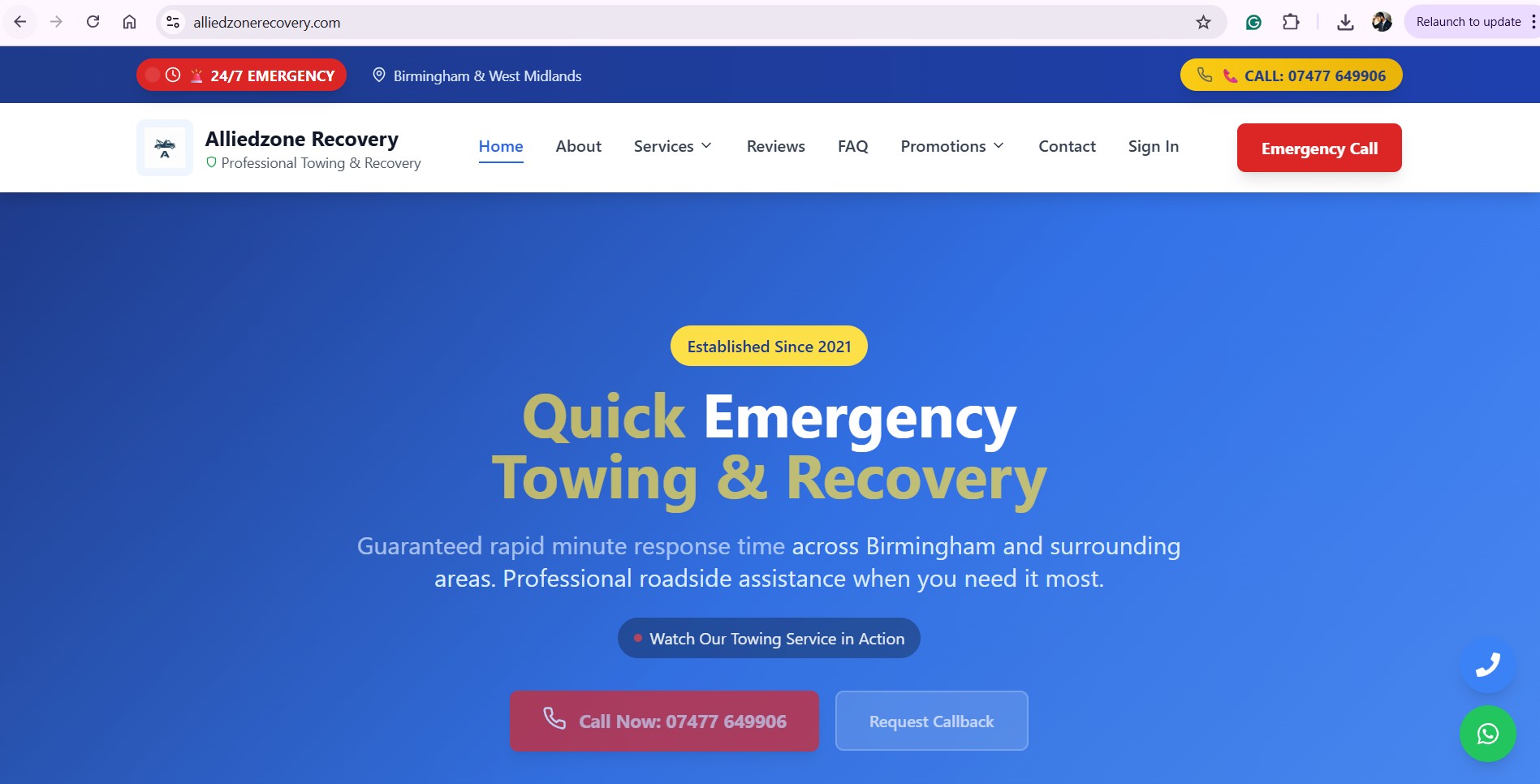 Alliedzone Recovery Ltd, Birmingham, UK – Company Website & Admin Panel