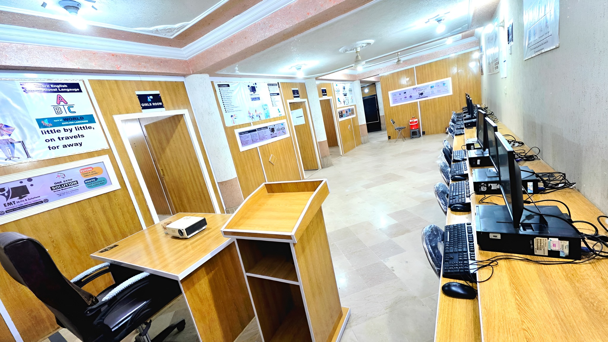 State-of-the-art IT Lab at EMT Skills & Solutions, featuring modern computers and hands-on learning facilities.